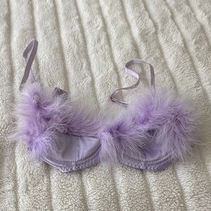 Savage x fenty lavender Feather-Trimmed Bra 32a